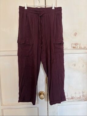 torrid Wide Leg Cargo Pants in Deep Burgundy